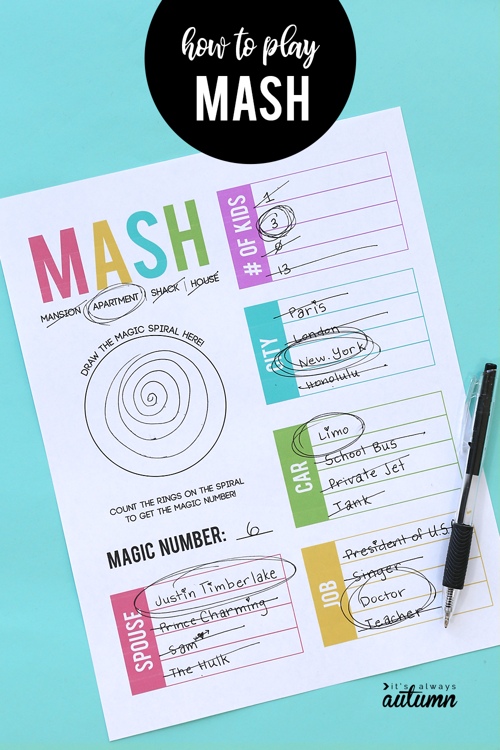 How to Play MASH Image 1