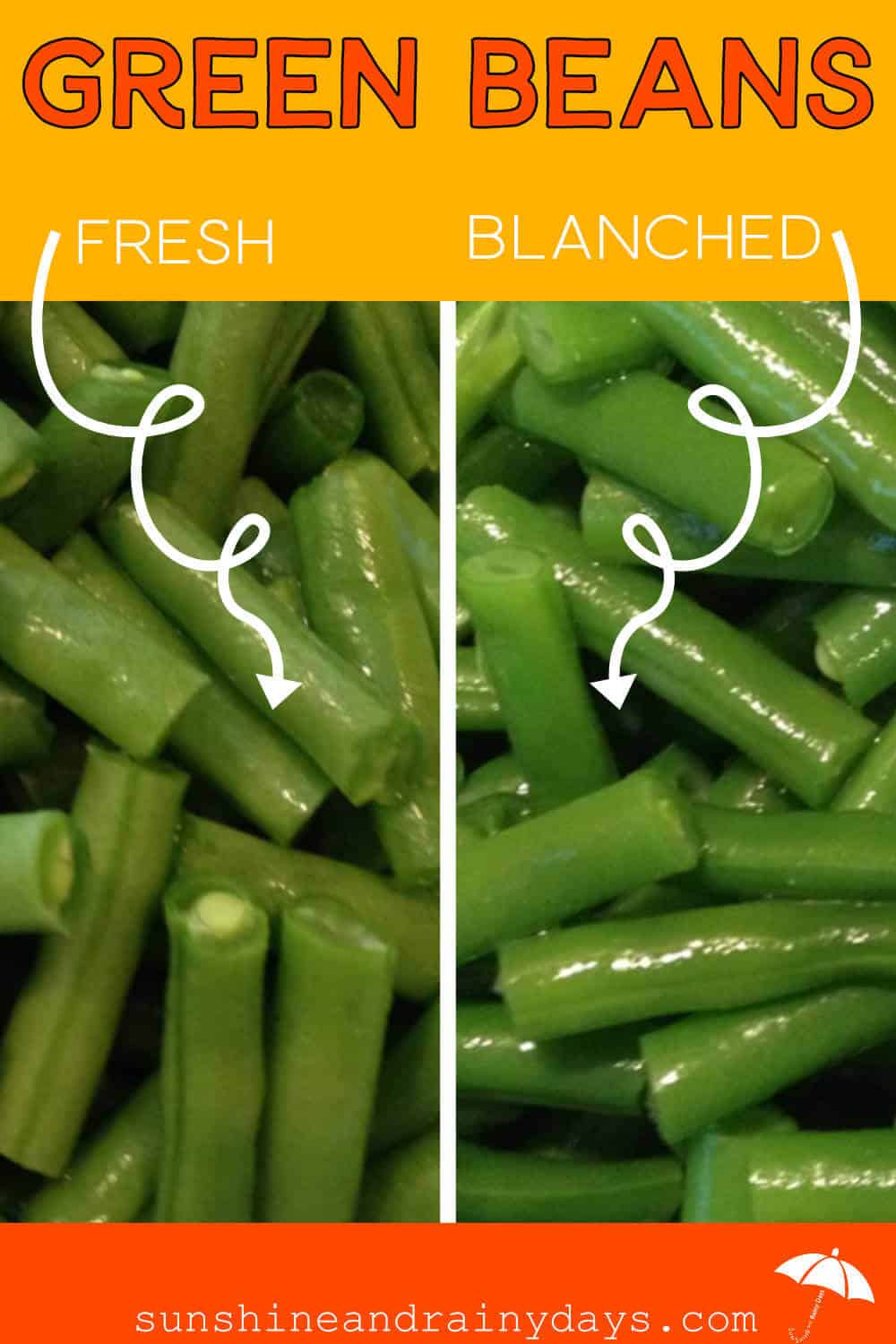 Freezing green beans process