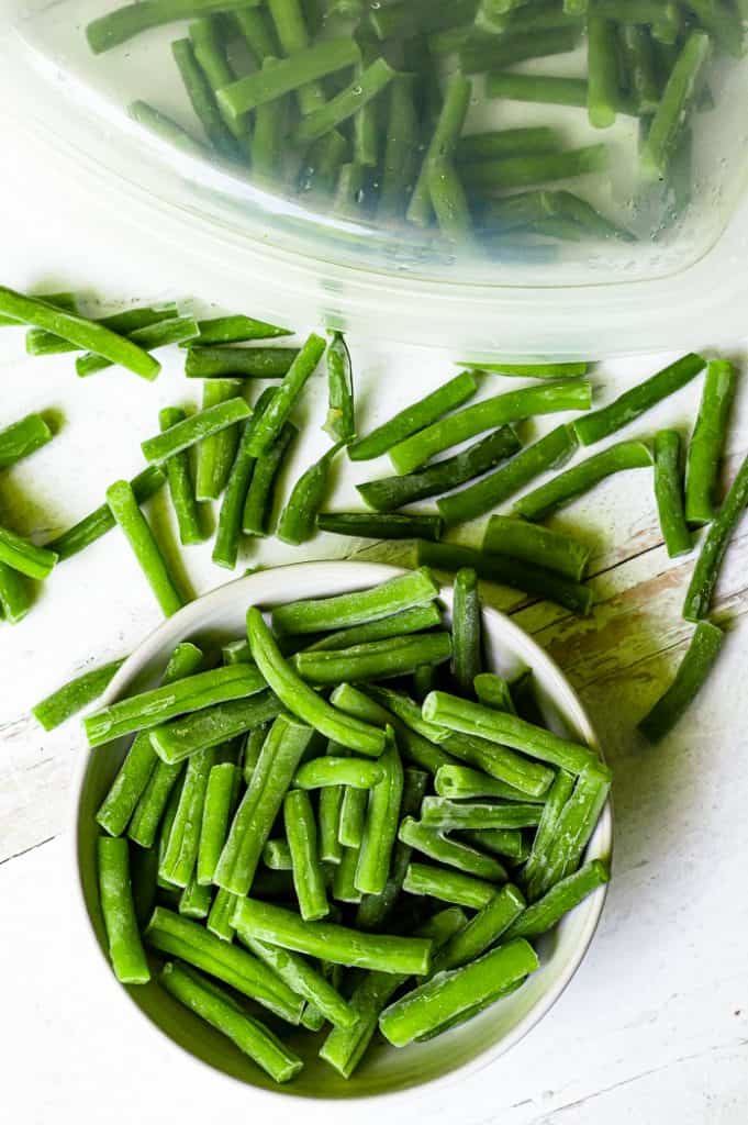 Storing frozen green beans