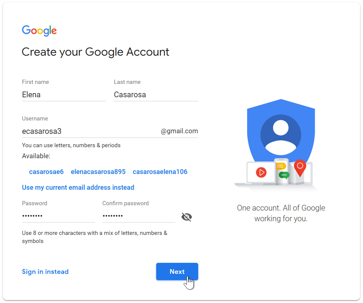 Creating a Gmail Account